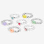 Claire&#39;s Club Silver Flower Stretch Rings - 7 Pack,