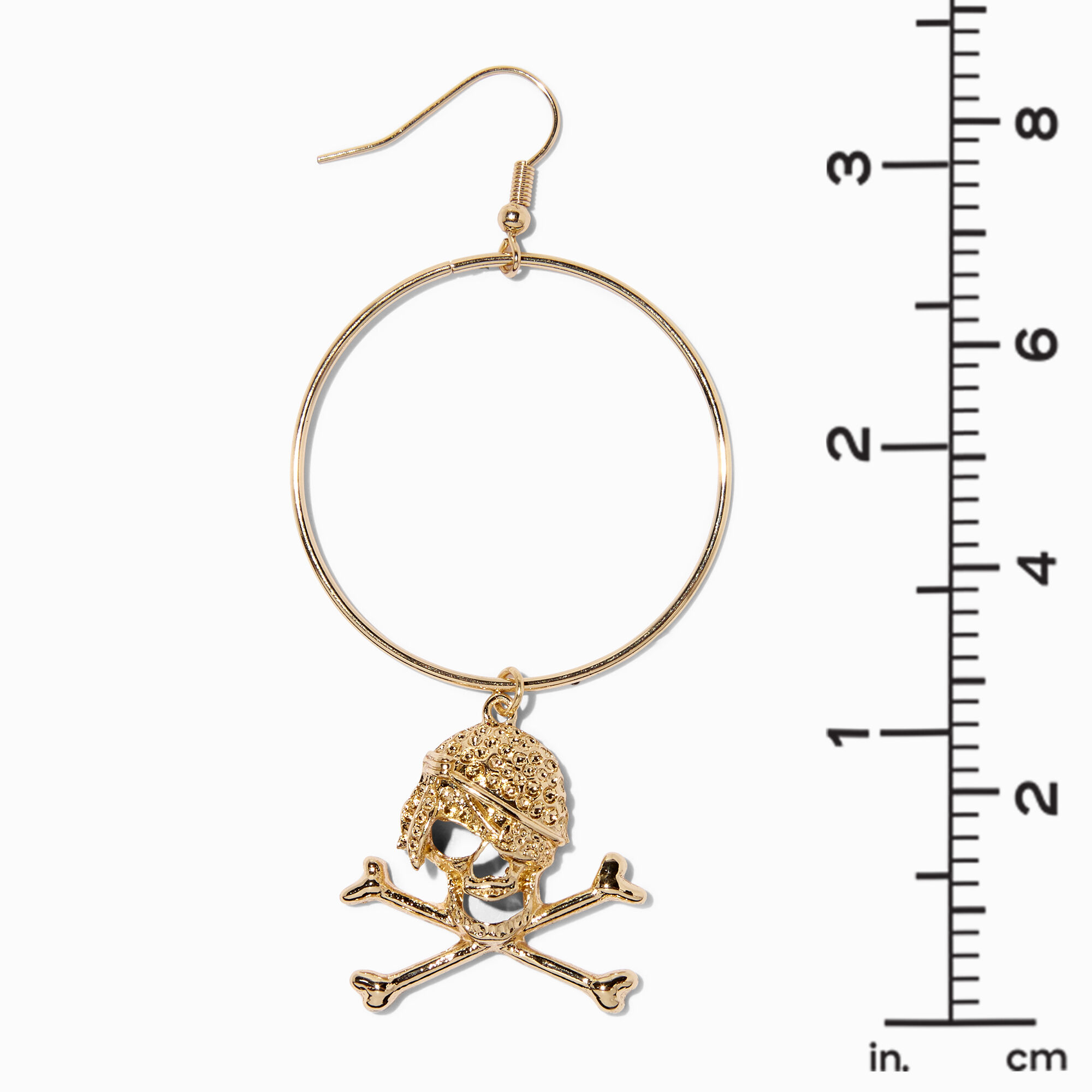 Pirate Skull & Crossbones Gold Hoop Earrings,