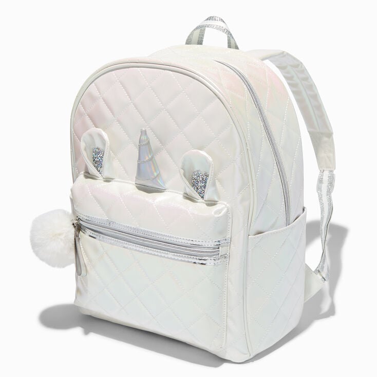 Silver Unicorn White Backpack
