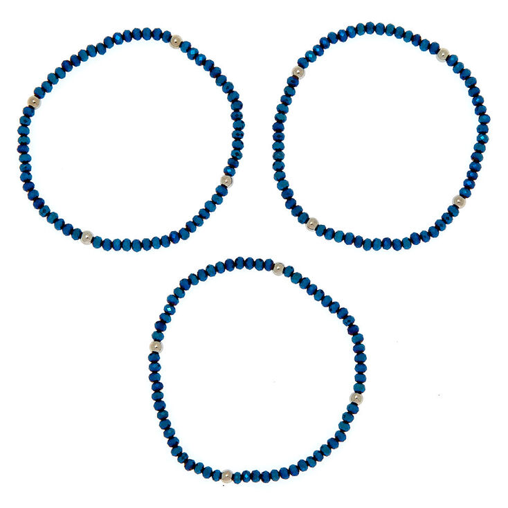 Bracelet &eacute;lastique avec perles d&#39;imitation bleu marine,