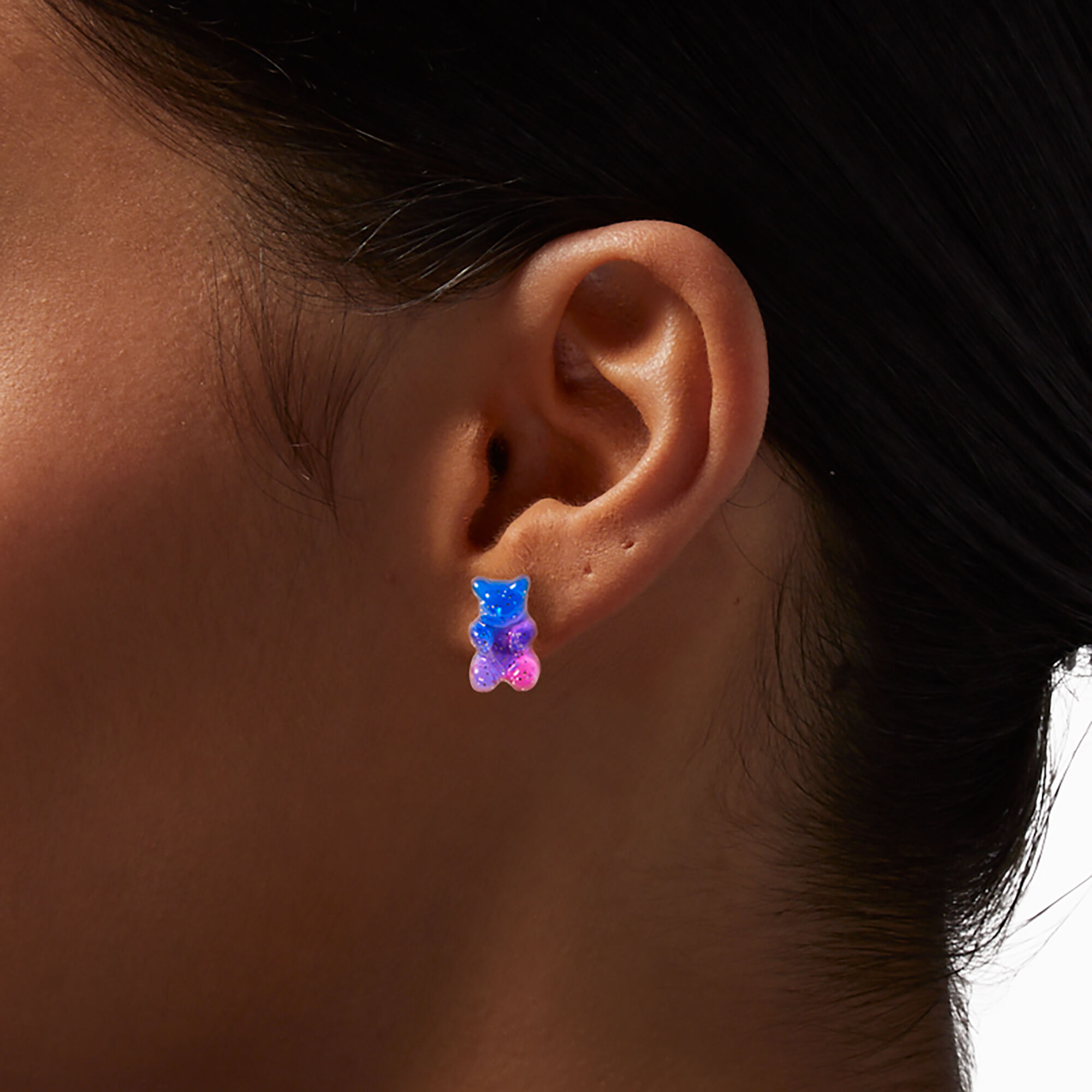 Blue Ombre Glow In The Dark Gummy Bear Stud Earrings Claire s US