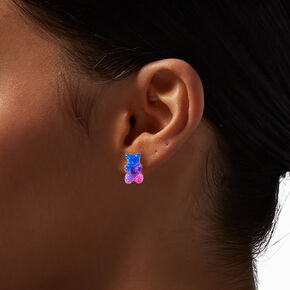 Blue Ombre Glow In The Dark Gummy Bear Stud Earrings,