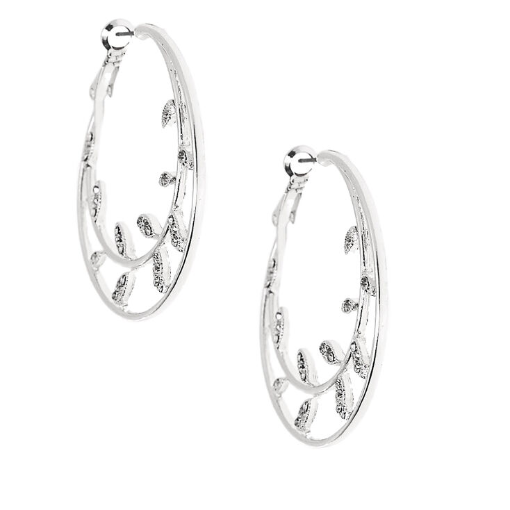 Silver 40MM Vine Hoop Earrings,