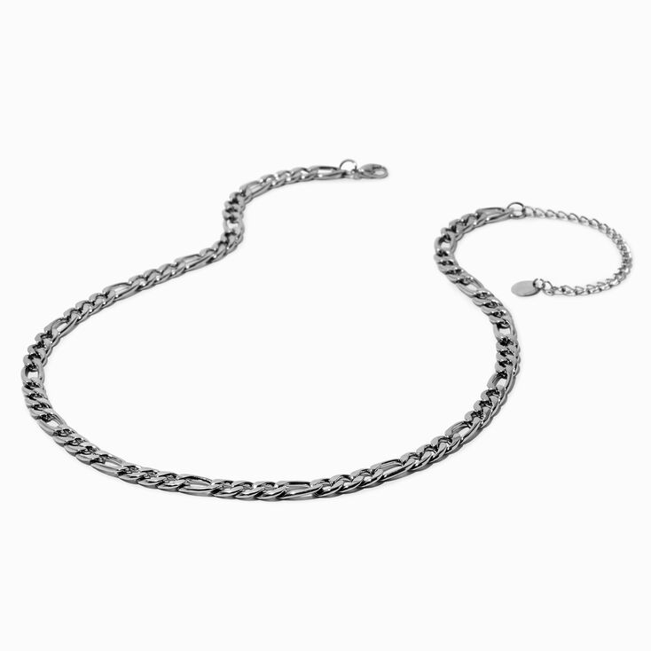 Silver-tone Stainless Steel Figaro Chain Necklace,