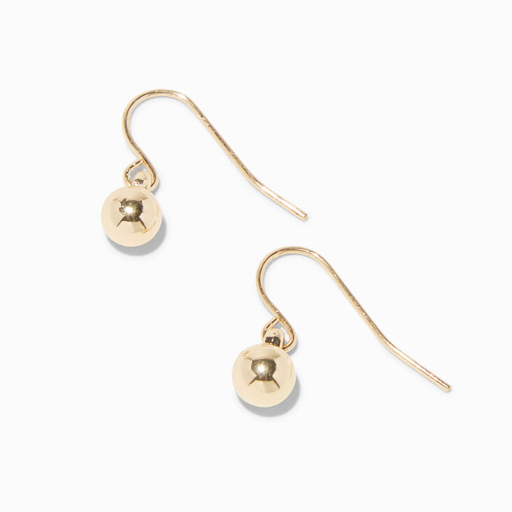 Gold 1&#39;&#39; 8MM Ball Drop Earrings,