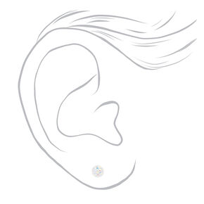 14kt White Gold Crystal AB Fireball Studs Ear Piercing Kit with Ear Care Solution,
