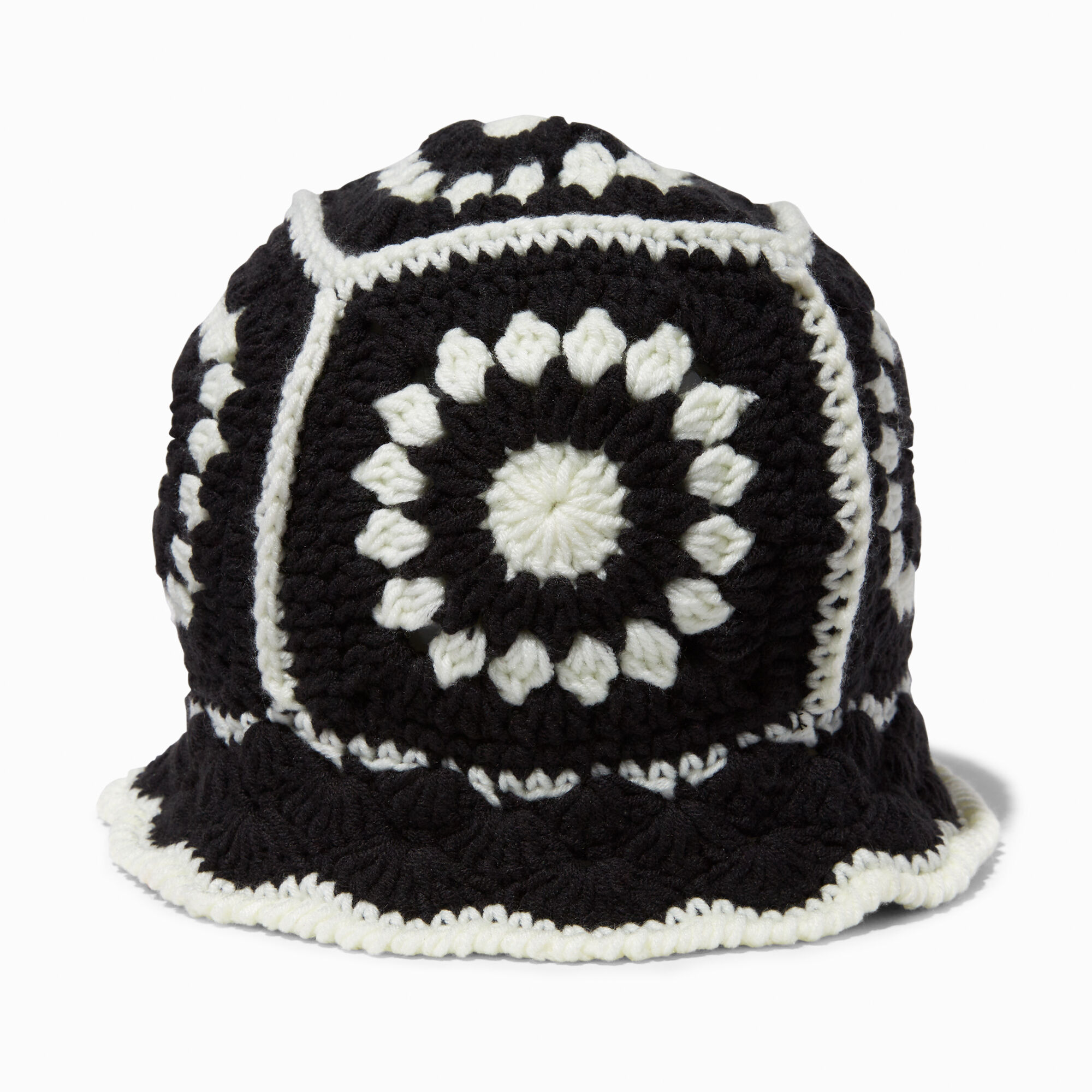 Black and white shop floral bucket hat
