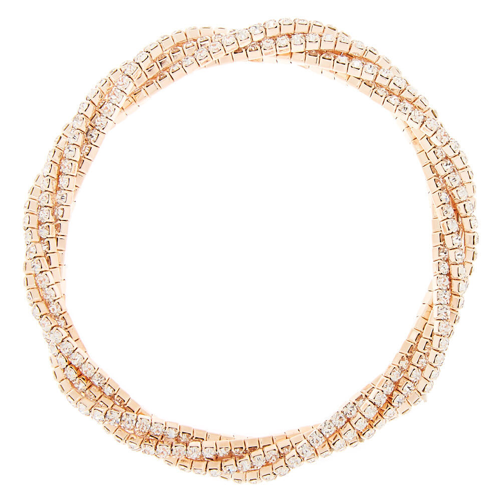 Rose Gold Rhinestone Twist Stretch Bracelet,