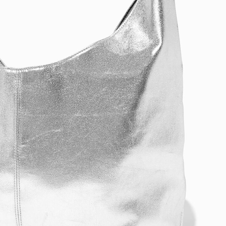 Silver Slouchy Tote Bag,