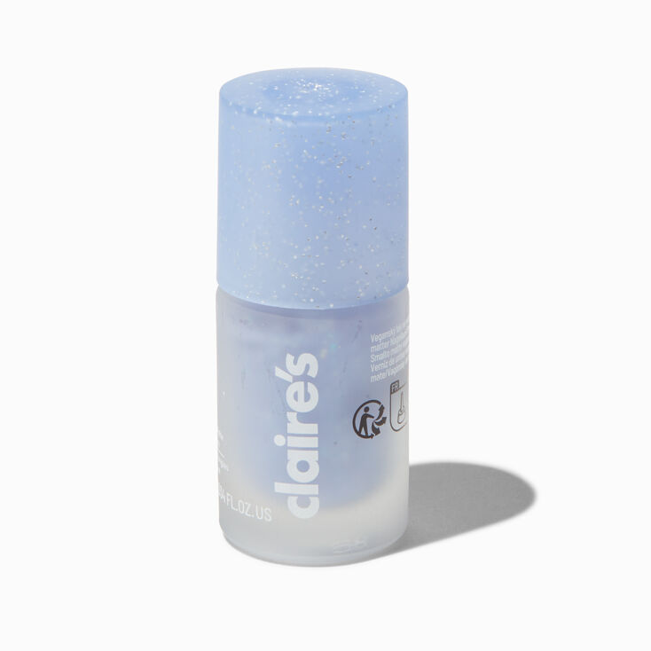 Matte Effect Vegan Nail Polish - Light Blue Glitter,