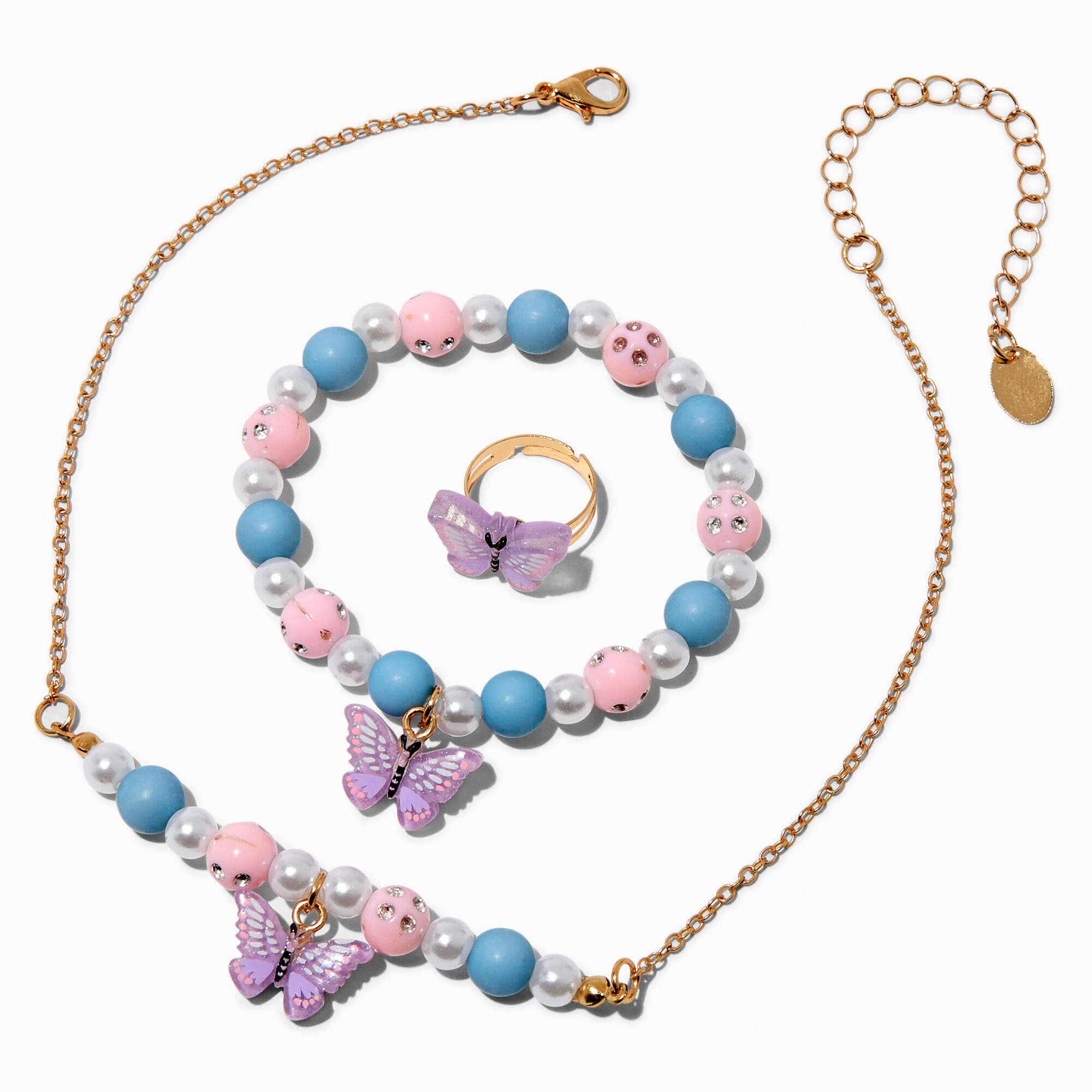Claire's Parure de bijoux papillon perlée Claire's Club - Lot de 3