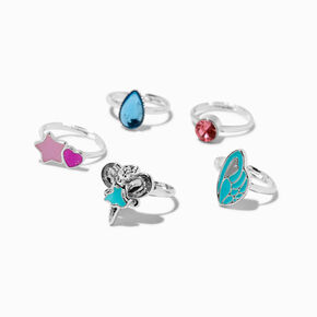 Bagues dans un coffret &eacute;toile baguette magique Claire&#39;s Club - Lot de 5,