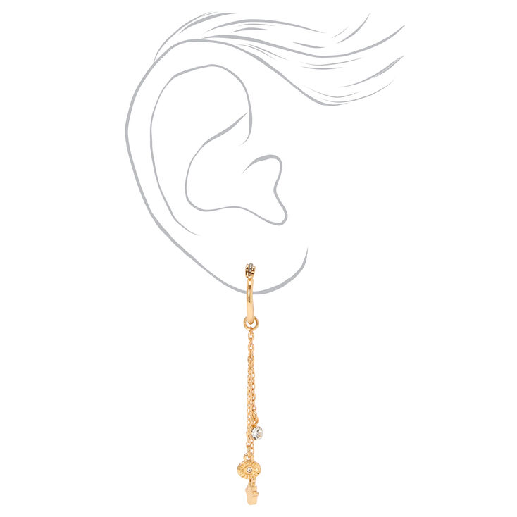 Gold 2.5 Faux Crystal Evil Eye Drop Earrings,