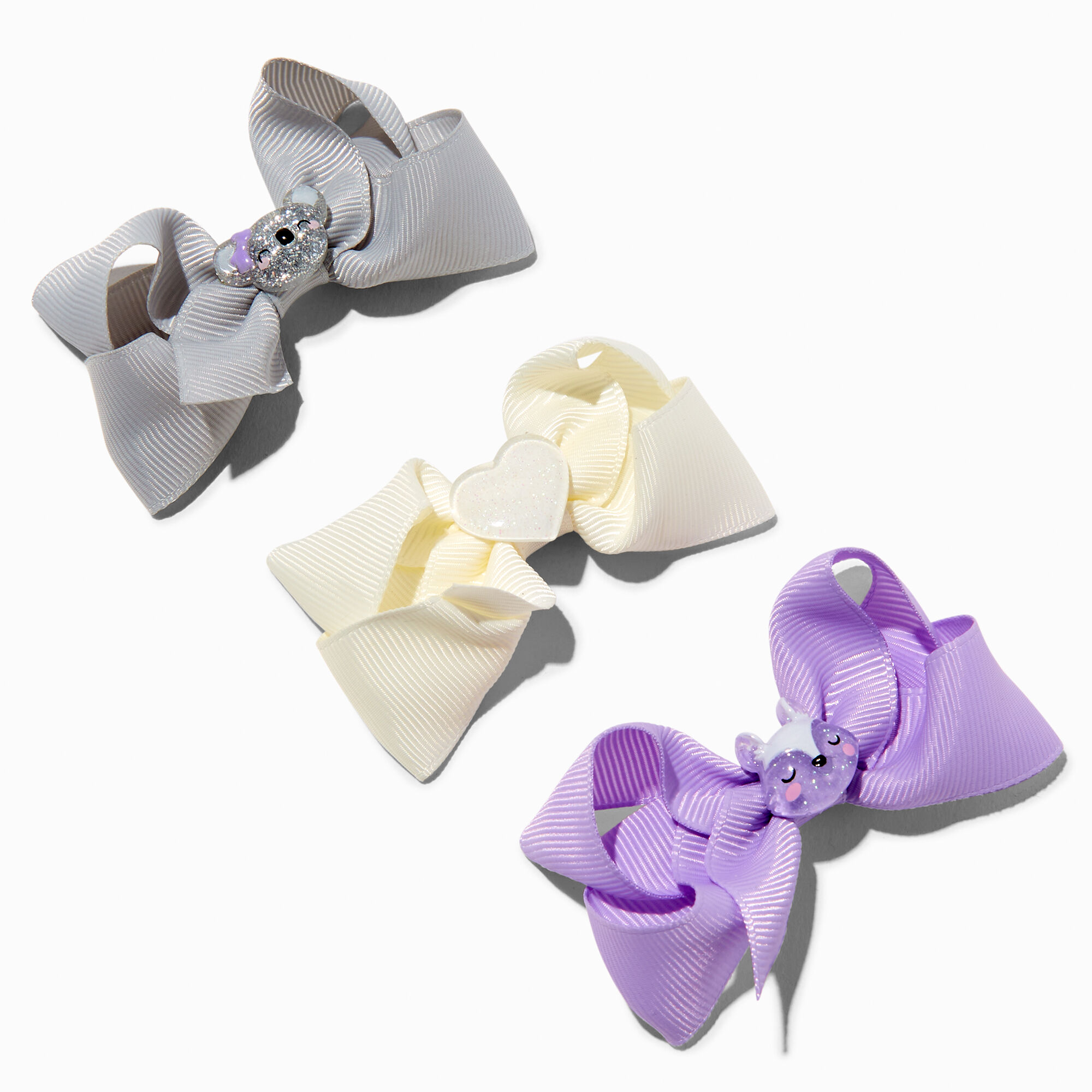 View Claires Club Koala Loopy Bow Hair Clips 3 Pack Rainbow information
