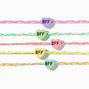 Bracelets tress&eacute;s c&oelig;ur arc-en-ciel best friends - Lot de 5,