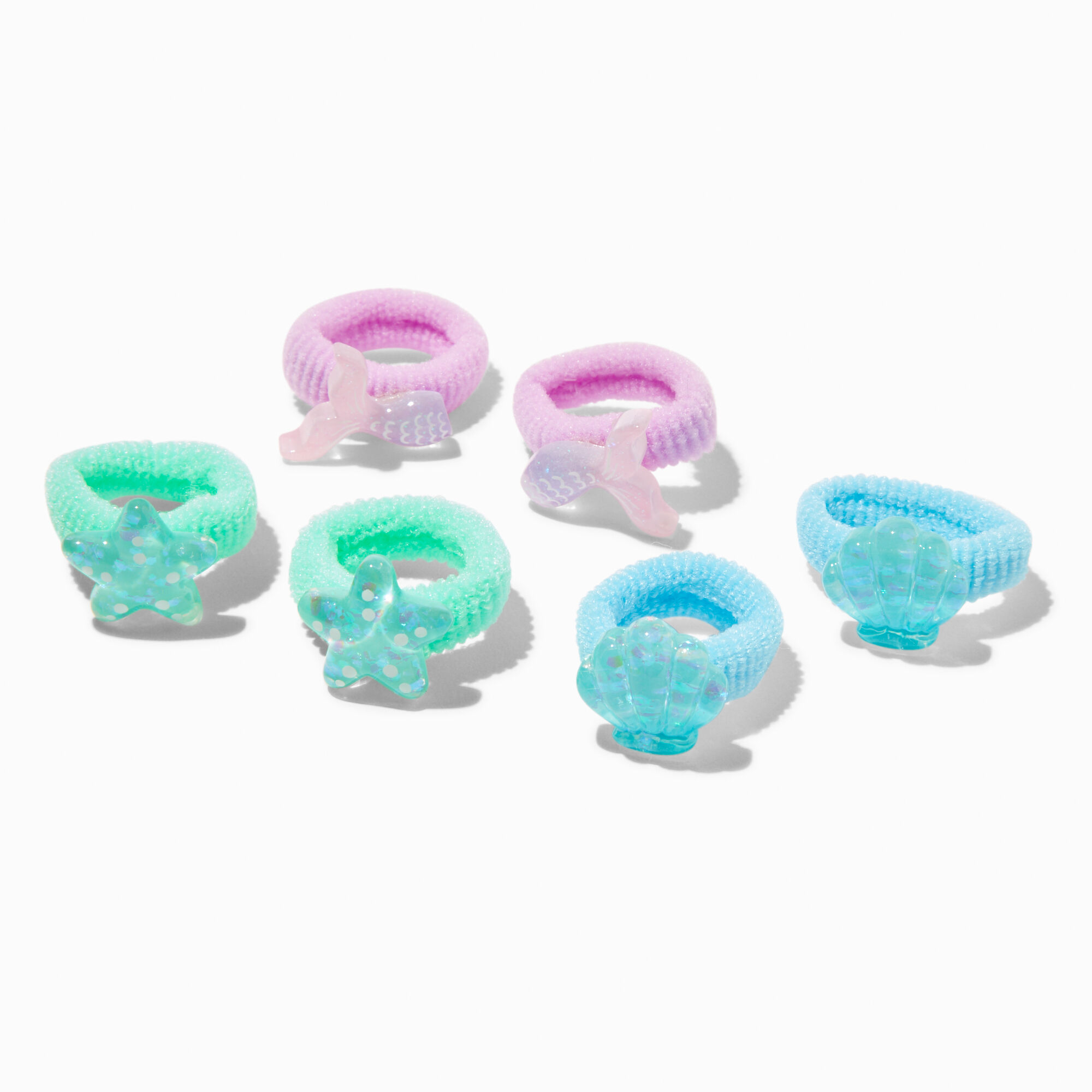 View Claires Club Mermaid Ribbed Hair Ties 6 Pack information