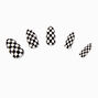 Black &amp; White Checkered Stiletto Vegan Faux Nail Set - 24 Pack,