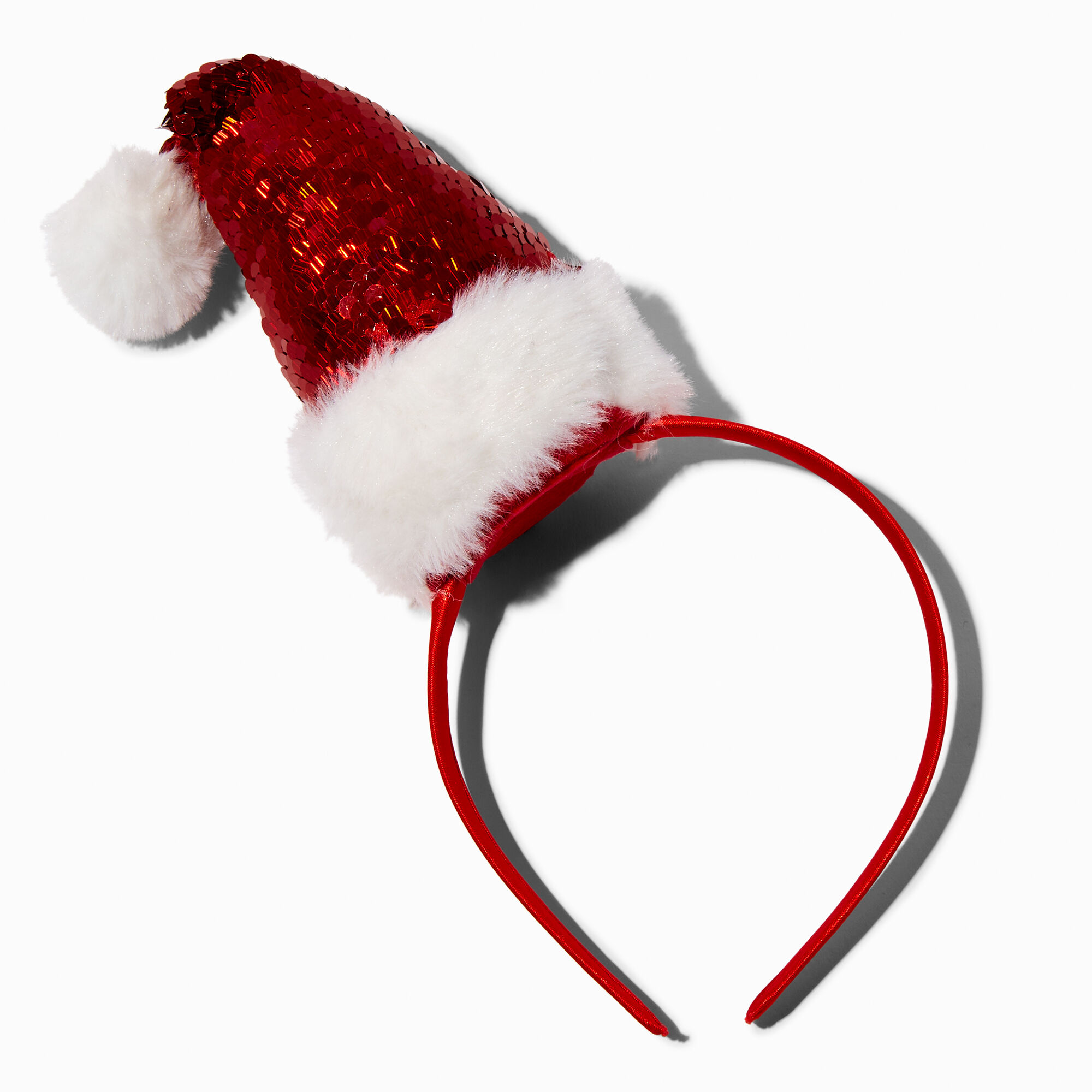 View Claires Sequin Santa Hat Headband White information