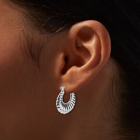 Silver-tone Crescent Hoop Earrings,