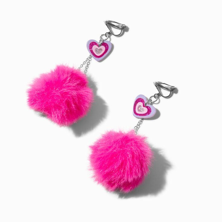 Pendantes &agrave; clip avec pompon c&oelig;ur rayonnant,