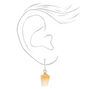 Silver 1&quot; Iced Coffee Drop Earrings - Brown,