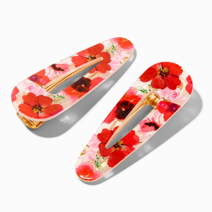 Red Flower Hair Clips - 2 Pack,