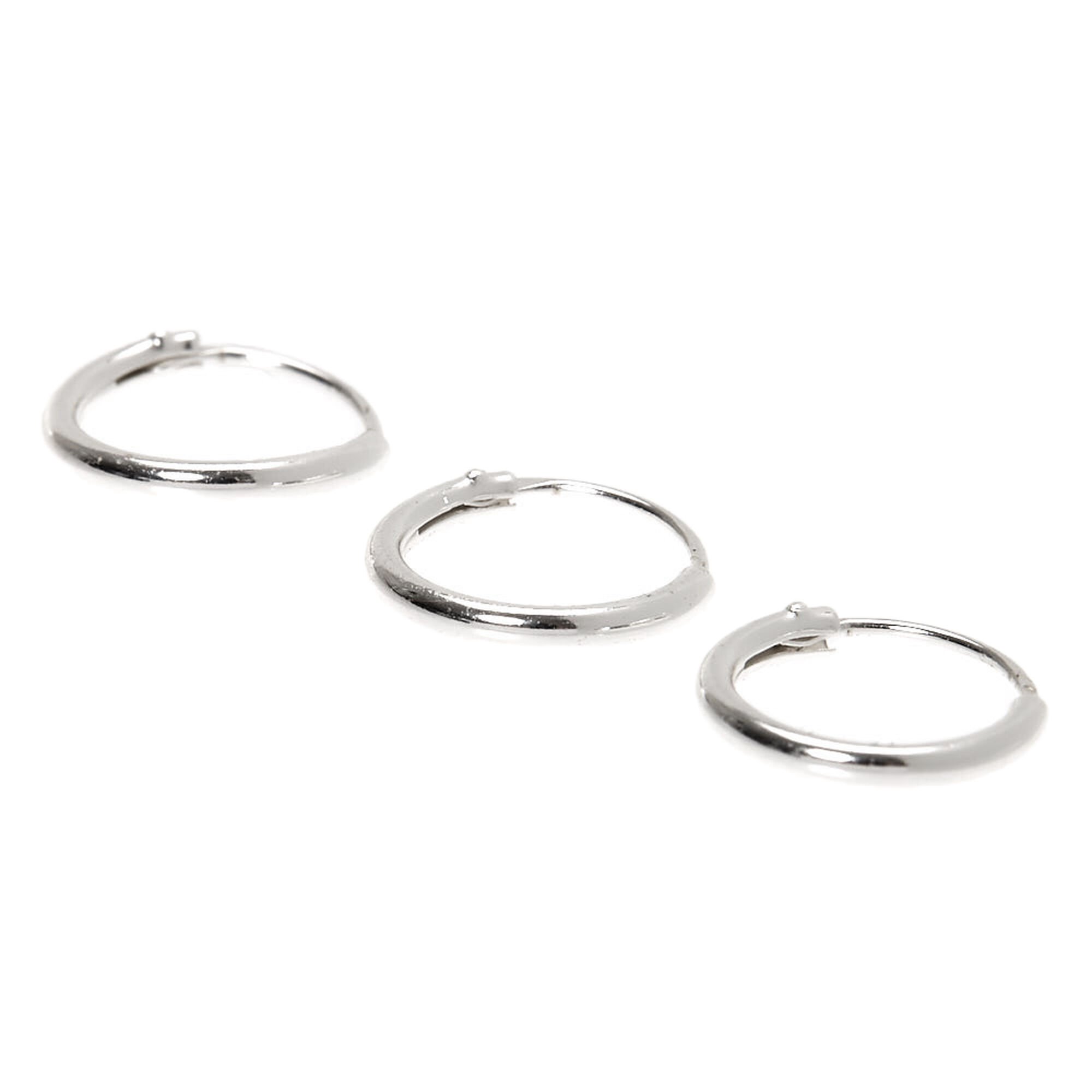 View Claires 22G Cartilage Snap Hoop Earrings 3 Pack Silver information