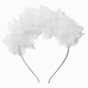 White Whimsical Flower Crown Headband,