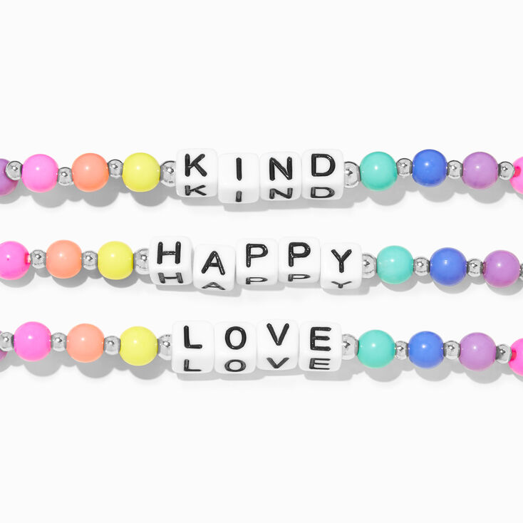 Claire&#39;s Club Rainbow Bead Word Stretch Bracelets - 3 Pack,