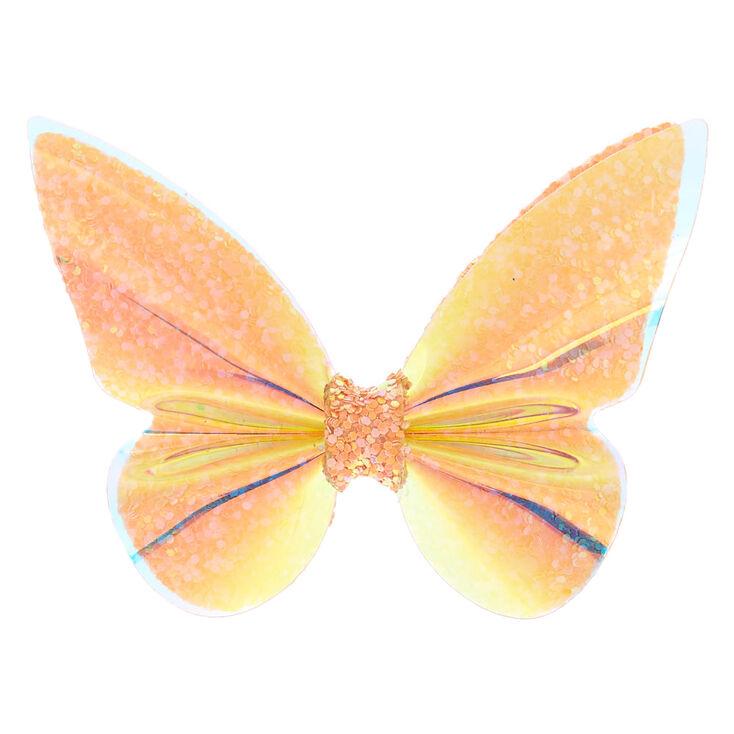 Holographic Butterfly Hair Barrette - Pink,