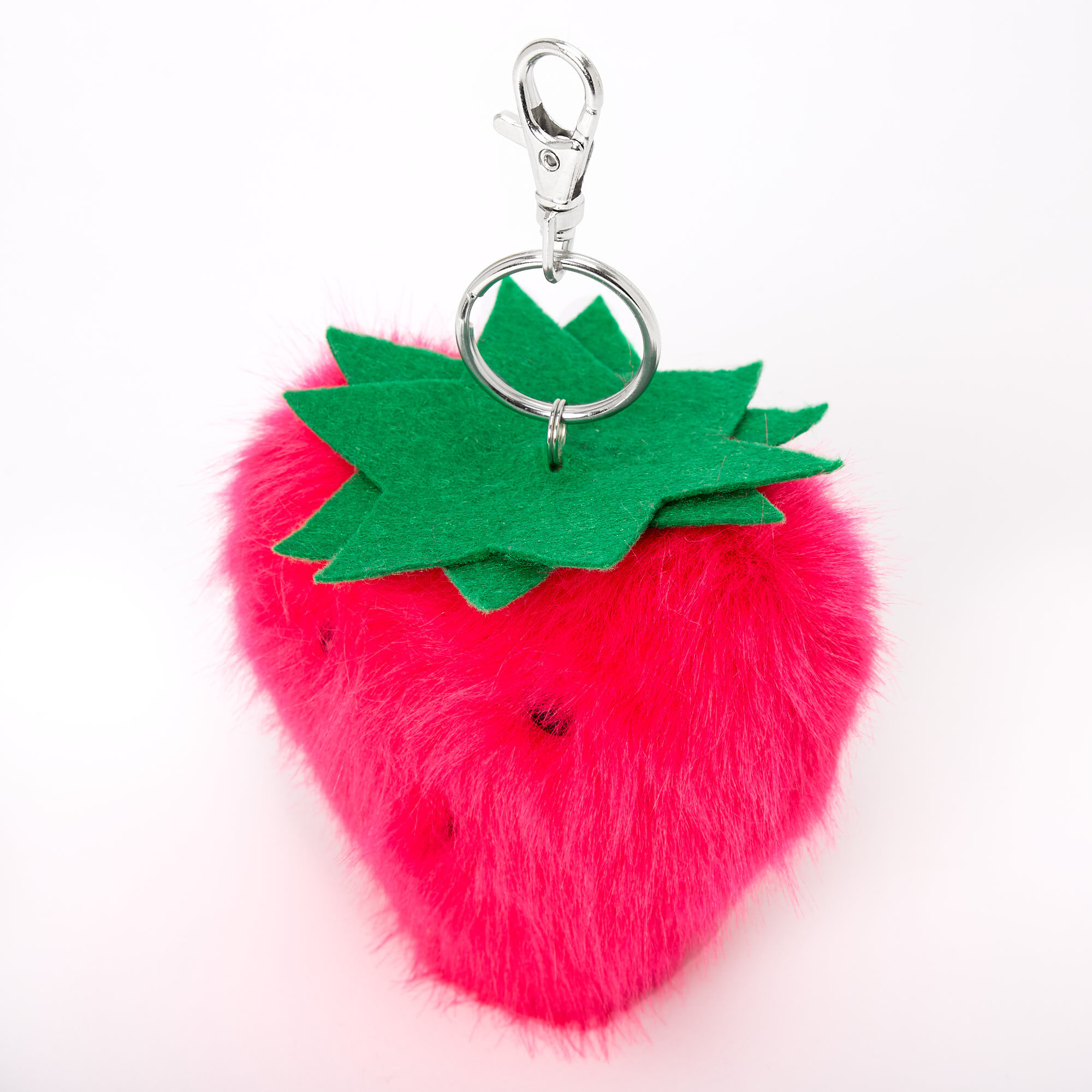 Plush Pom Strawberry Keychain - Pink,
