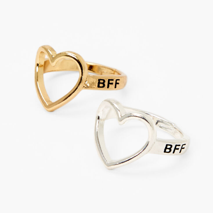 Mixed Metals Best Friends Heart Rings - 2 Pack,