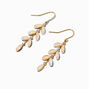 Gold-tone Cubic Zirconia Leaf Linear Drop Earrings,