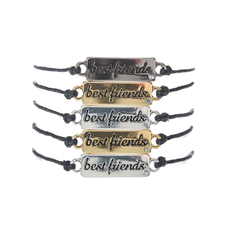 Best Friends Metal Plaque Bracelets - 5 Pack,