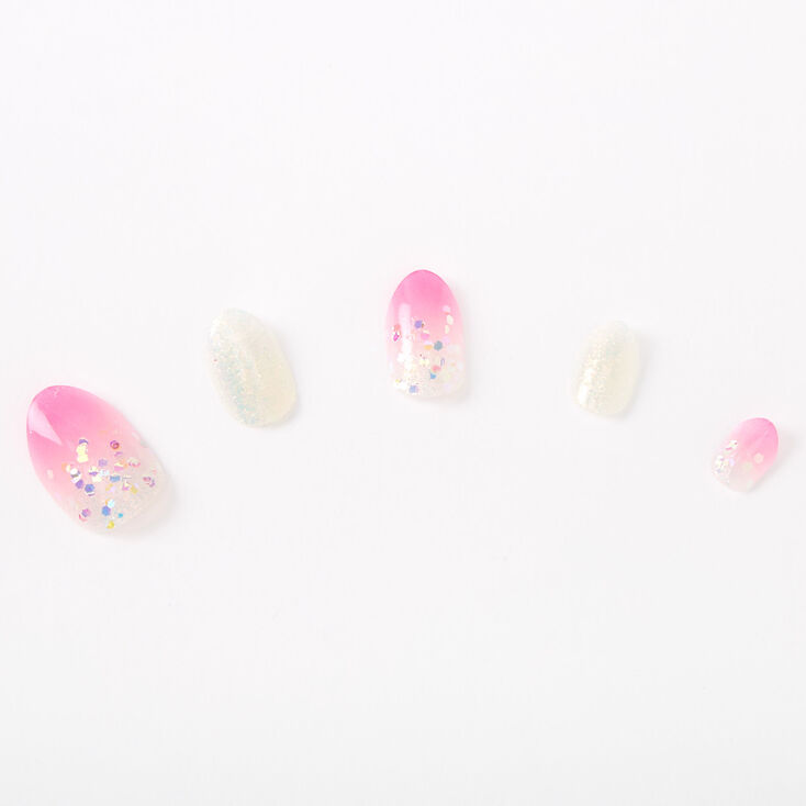 Ombre Glitter Stiletto Press On Faux Nail Set - Pink, 24 Pack,