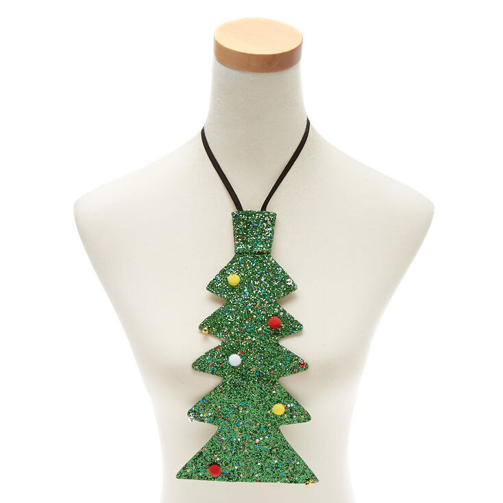 Cravate sapin de No&euml;l verte,