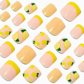 Lemon Square Press On Vegan Faux Nail Set - 24 Pack,