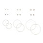 Silver-tone Graduated Crystal Mixed Hoop &amp; Stud Earrings - 9 Pack,