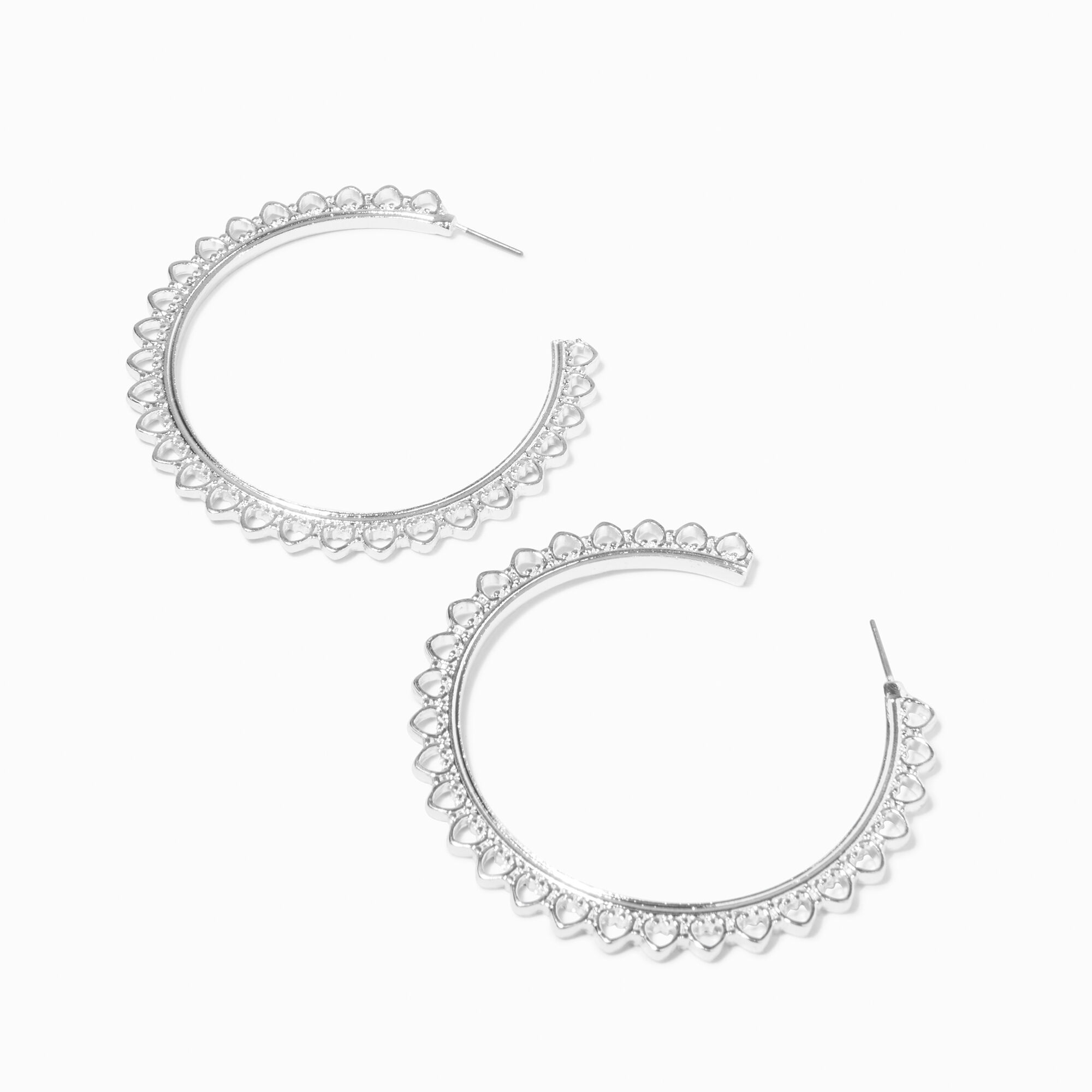 View Claires Tone 60MM Sunburst Hoop Earrings Silver information