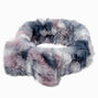 Multicolored Gray Furry Makeup Bow Headwrap,