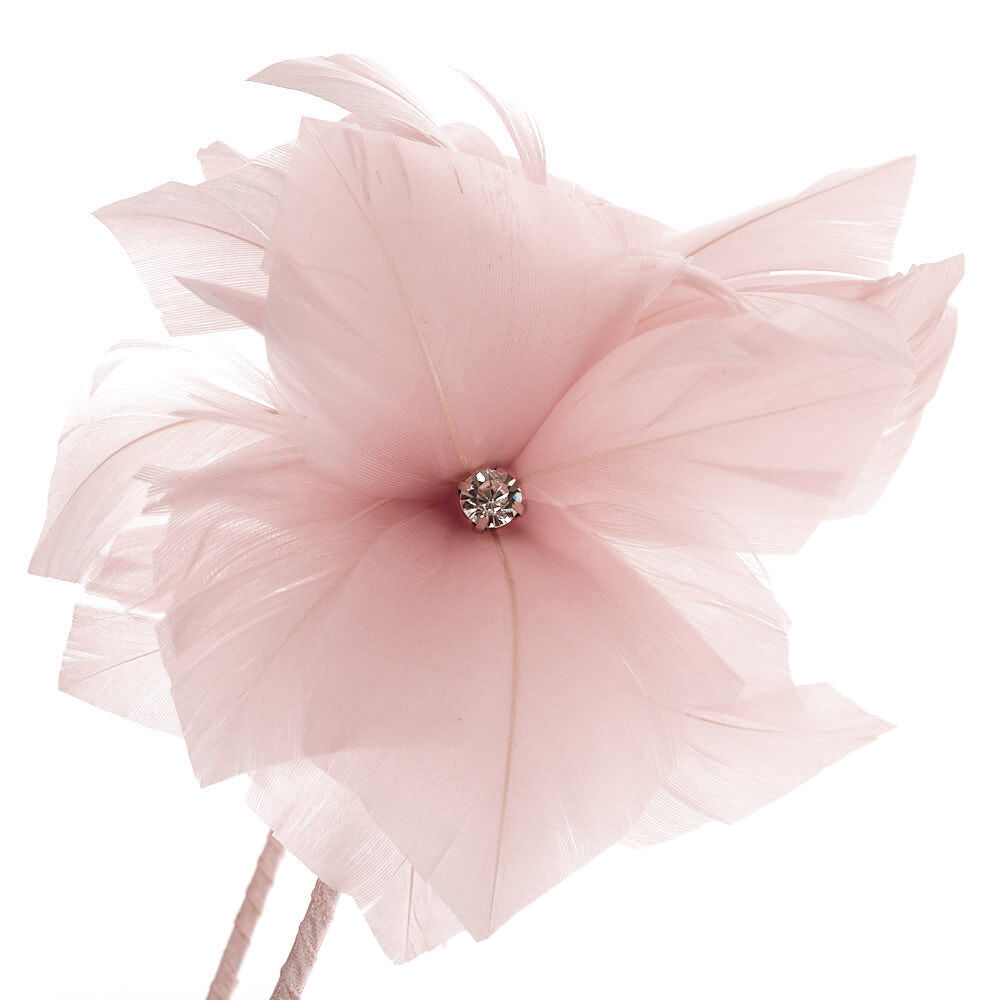 Feather Flower Hair Fascinator Headband - Nude,