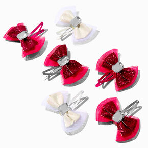 Claire&#39;s Club Hot Pink Bow Snap Hair Clips - 6 Pack,