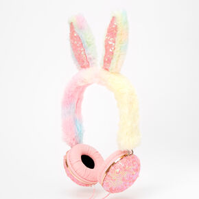 Furry Pastel Bunny Headphones,