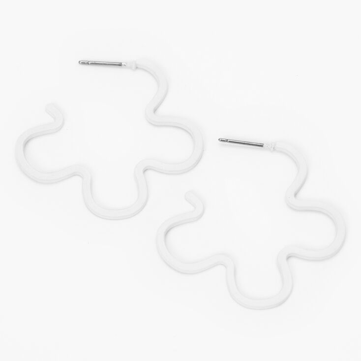 White 40MM Floral Cutout Hoop Earrings,
