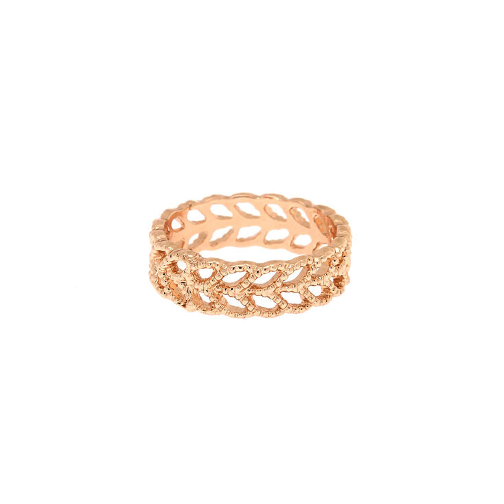 Romantic Rose Gold Leaf Ring | Claire's US