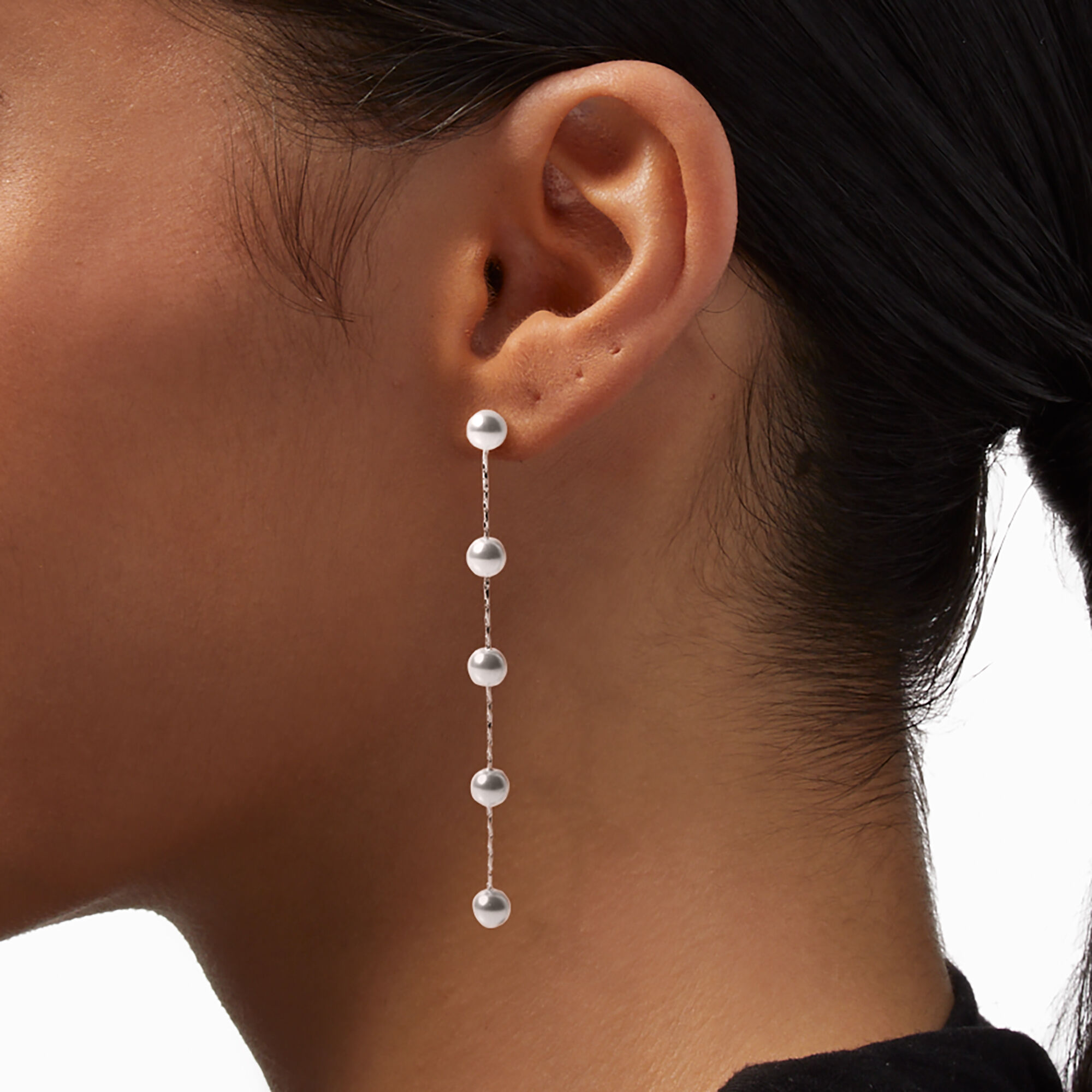 Pearl linear drop earrings shop