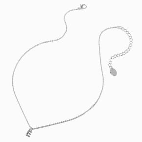 Silver-tone Crystal Block Letter Initial Pendant Necklace - E,