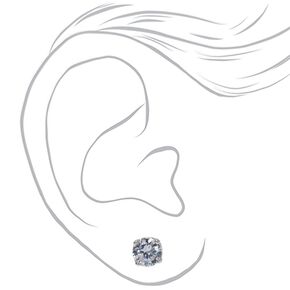 C LUXE by Claire&#39;s Sterling Silver Cubic Zirconia 6mm Round Stud Earrings,