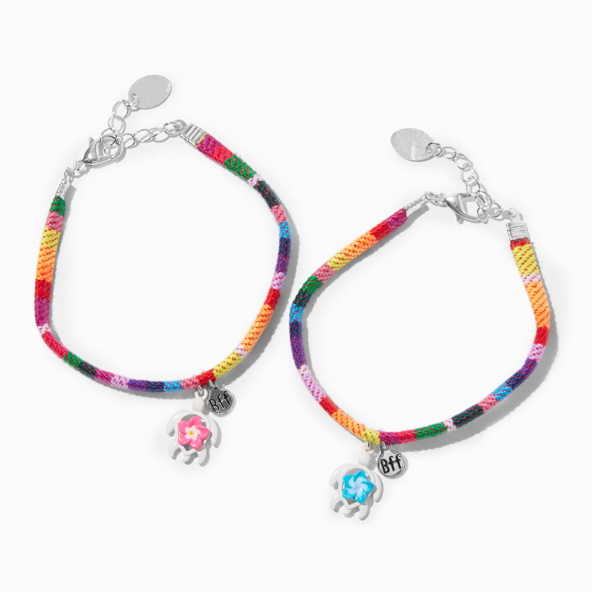 View Claires Best Friends Hibiscus Turtle Friendship Bracelets 2 Pack Silver information