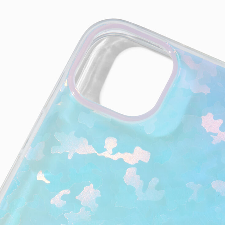 Coque de protection pour portable ondul&eacute; holographique bleu - Compatible avec iPhone&reg; 15&nbsp;Plus,